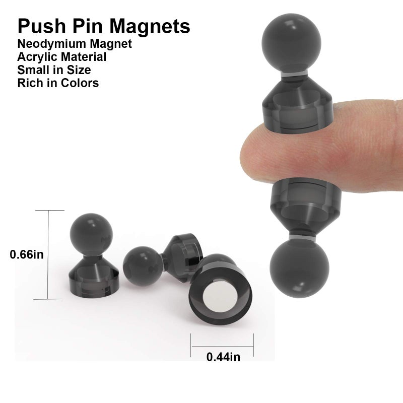 Ant Mag Magnetic Push Pins Strong Push Pin Magnets for Fridge Whiteboards Calendars Maps in School & Office Pack of 18 Black - Image 2